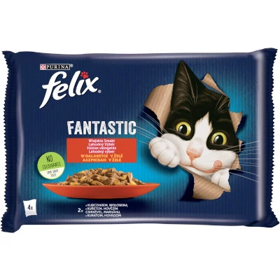 Felix Cat Fantastic alultasakos Házias válogatás csirkével és marhával 4*85g