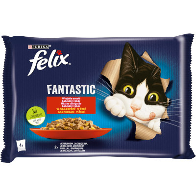 Felix Cat Fantastic alultasakos Házias válogatás nyúllal és báránnyal 4*85g