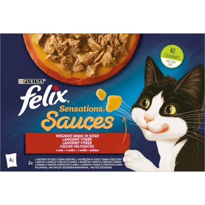 Felix Cat Sensations alultasakos Halas szószos válogatás 4*85g