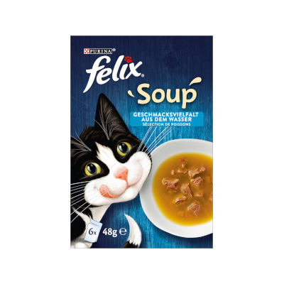 Felix Cat Soup Halas válogatás szószban 6x48g