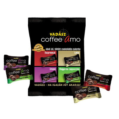 Vadász Coffee Amo csokoládés cukorka 4 féle kávés töltelékkel 100g