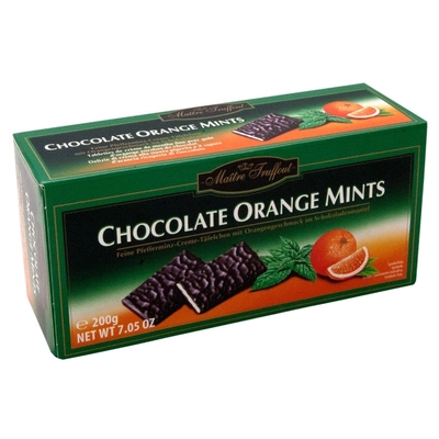 Maitre T. Choco Orange Mints narancs és menta ízű krémmel töltött tejcsokoládé 200G