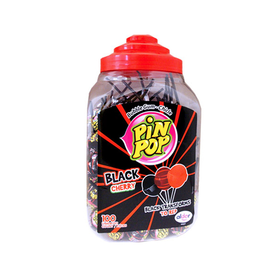 Pin Pop nyalóka+rágó Black Cherry 100*18g