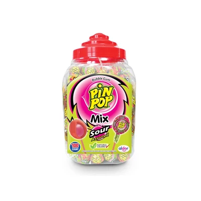 Aldor Pin Pop Sour-Assorted savanyú Nyalóka+Rágó 100*17G