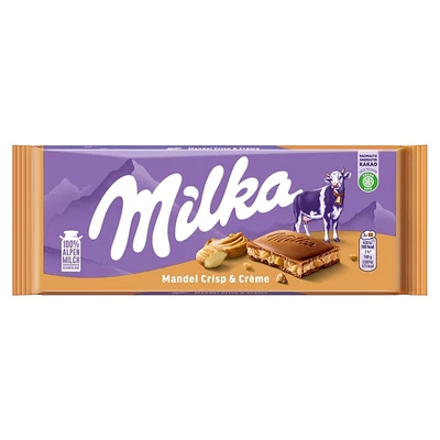 Milka mandel crips &amp; creme 90g