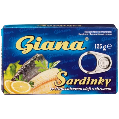 Giana szardínia Napraforgó olajban Citrommal 125g