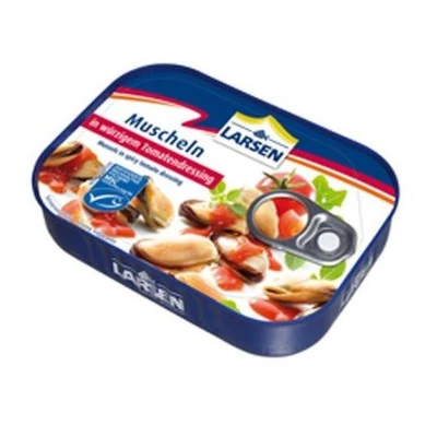 Larsen kagyló fűszeres paradicsommártásban 110g