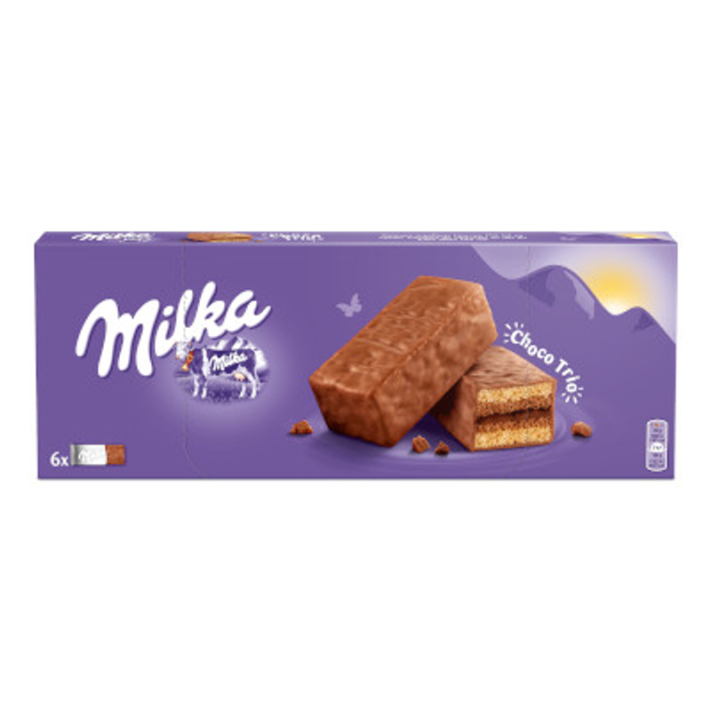 Milka keksz Choco Trio csokis piskóta-csoki töltelék- csoki bevonat 150g