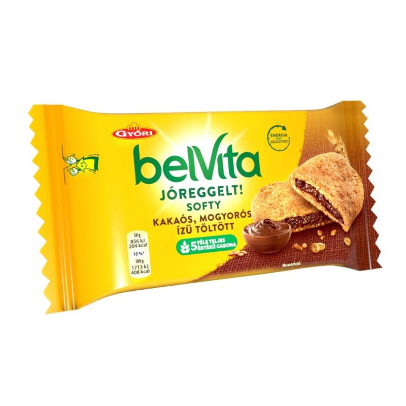 Belvita Jóreggelt csokoládés-mogyorós ízű töltelékkel töltött keksz 50g