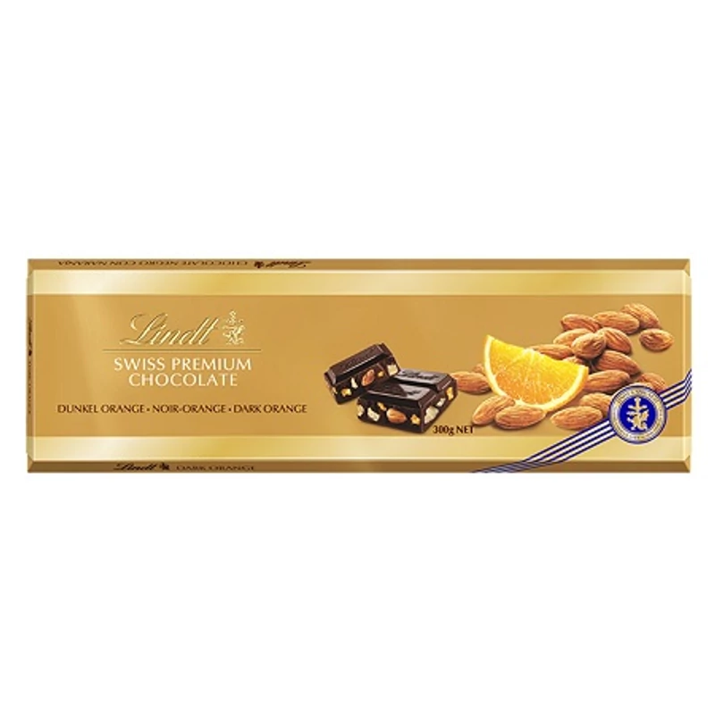 Lindt Swiss Premium Dark Orange Almond Ét, Narancsos, Mandulás 300G