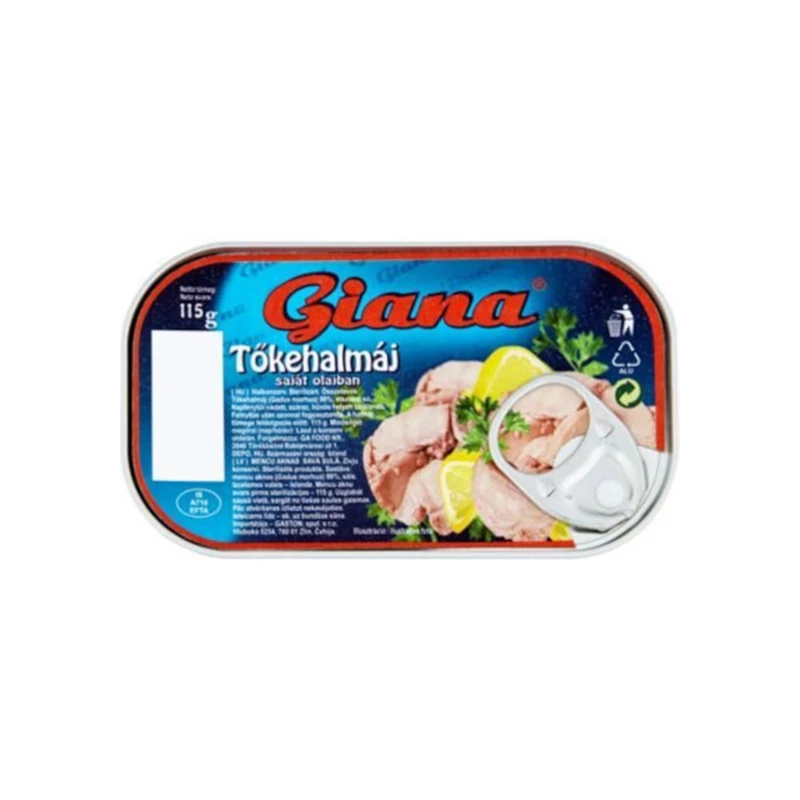 Giana tőkehalmáj saját olajában Natúr 115g