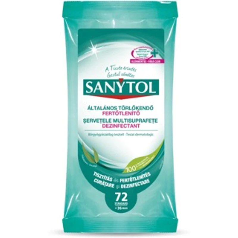 Sanytol fertőtlenítő tisztítókendő 72db